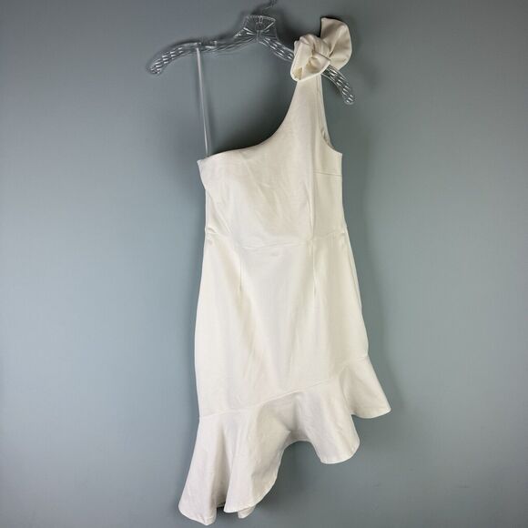 Lena Dresses & Skirts - Lena Women's Size Medium White One Shoulder Assymetrical Ruffle Hem Dress